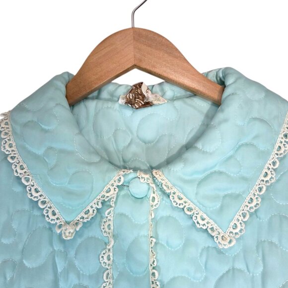 Vintage 1960s/1970s Satin Quilted Sleep Jacket - Picture 3 of 7